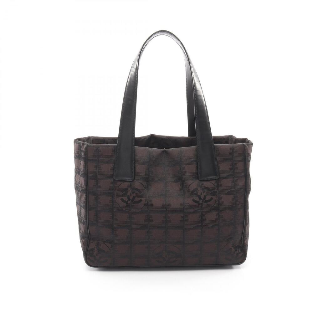 Chanel Travel Tote Bag Leather Canvas Brown Black